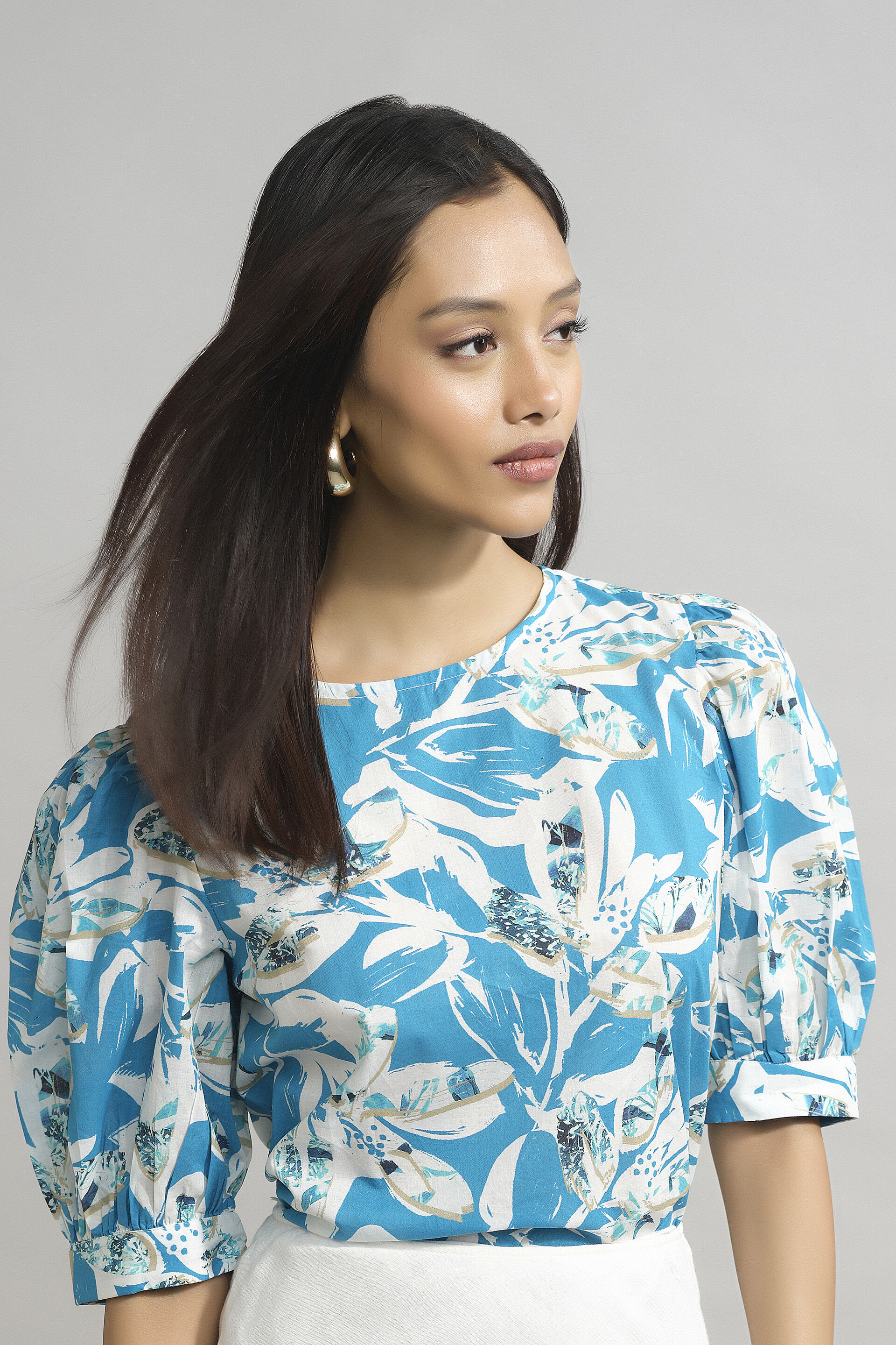 Wild Lilies Top, Blue, image 1